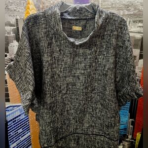 AZZ TRADING- Dark Gry& Blk Tweed Top
